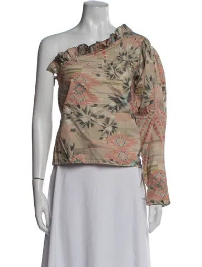 Pre-owned Chufy Printed One-shoulder Blouse W/ Tags In Neutral