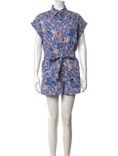 Pre-owned Chufy Printed Romper In Blue