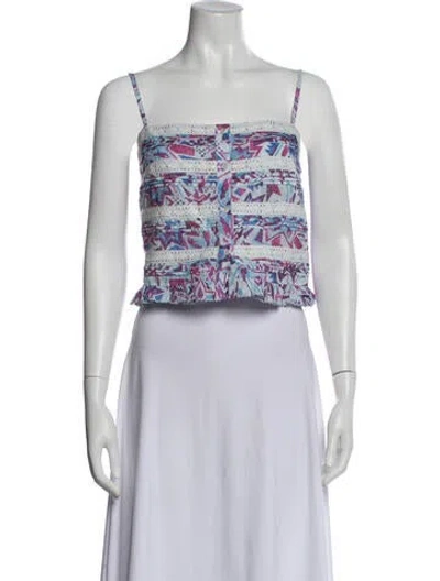 Pre-owned Chufy Printed Square Neckline Top In Blue