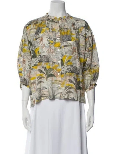 Pre-owned Chufy Printed Three-quarter Sleeve Blouse In Neutral