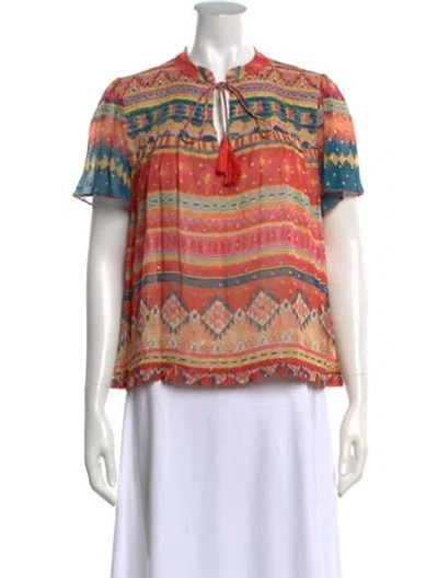 Pre-owned Chufy Printed Tie Neck Blouse In Multicolor