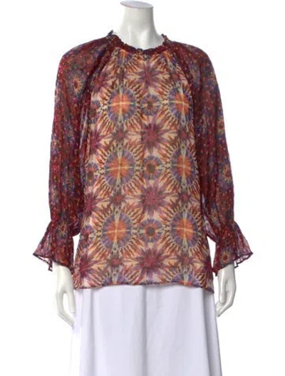 Pre-owned Chufy Printed Tie Neck Blouse In Multicolor