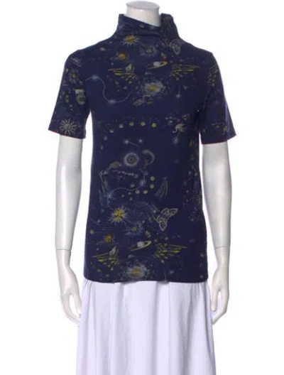Pre-owned Chufy Printed Turtleneck T-shirt W/ Tags In Blue
