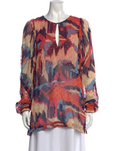 Pre-owned Chufy Printed V-neck Blouse In Metallic/pink
