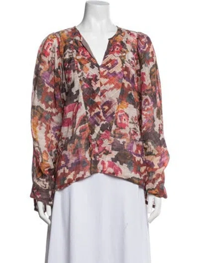 Pre-owned Chufy Printed V-neck Blouse In Multicolor