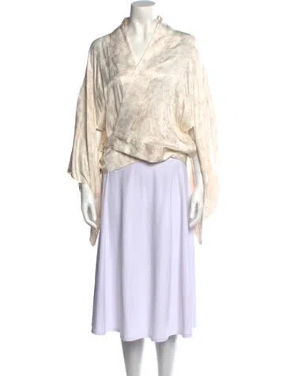 Pre-owned Chufy Printed V-neck Blouse In Neutral