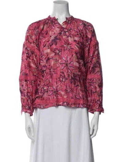 Pre-owned Chufy Printed V-neck Blouse In Pink