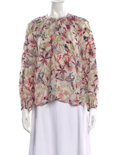 Pre-owned Chufy Silk Floral Print Blouse In Red