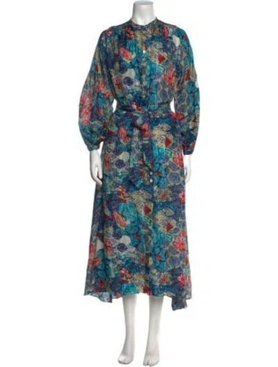 Pre-owned Chufy Silk Long Dress In Blue