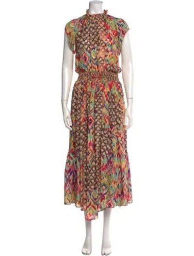 Pre-owned Chufy Silk Long Dress In Orange