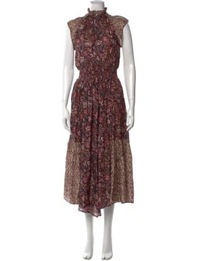 Pre-owned Chufy Silk Midi Length Dress In Multi