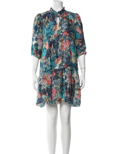 Pre-owned Chufy Silk Mini Dress In Blue