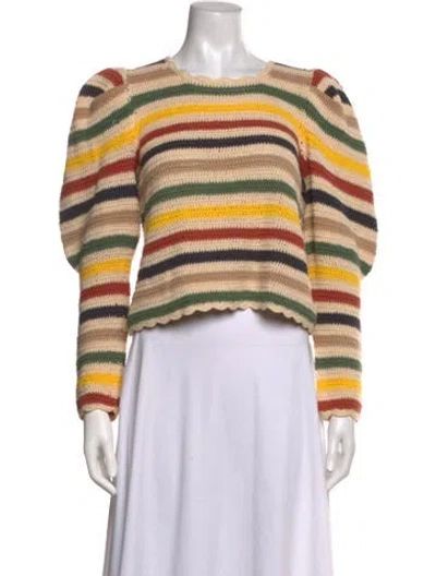 Pre-owned Chufy Striped Scoop Neck Top In Neutrals