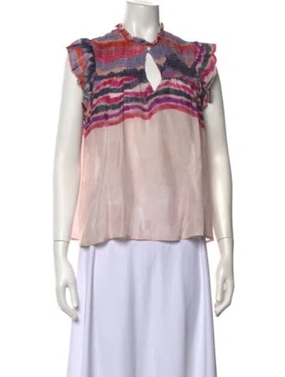 Pre-owned Chufy Striped Tie Neck Top In Pink
