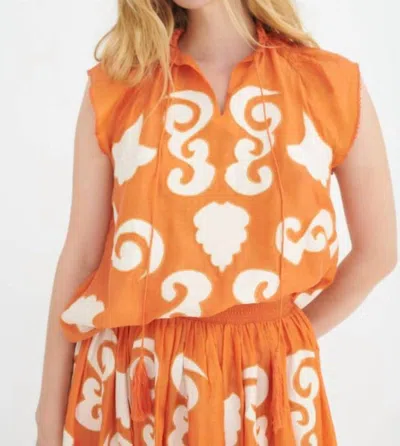 Chufy Thuli Patch Embroidered Top In Gagan Tangerine In Multi