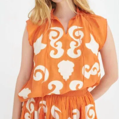 Chufy Thuli Patch Embroidered Top In Gagan Tangerine In Orange