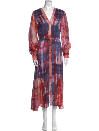 Pre-owned Chufy Tie-dye Print Long Dress In Blue