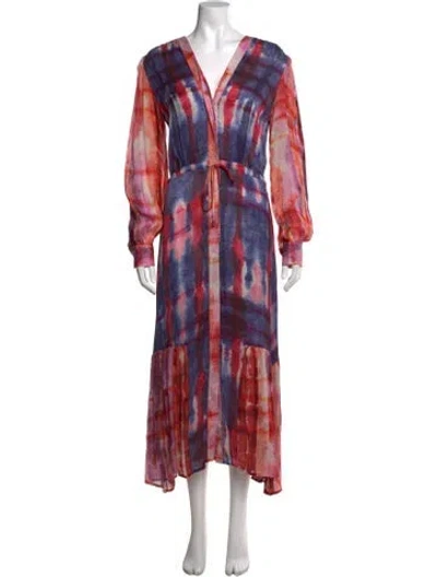 Pre-owned Chufy Tie-dye Print Long Dress In Blue
