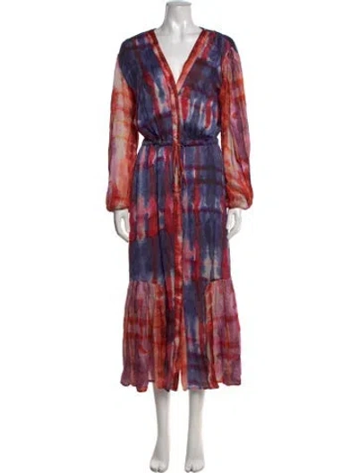 Pre-owned Chufy Tie-dye Print Long Dress In Blue
