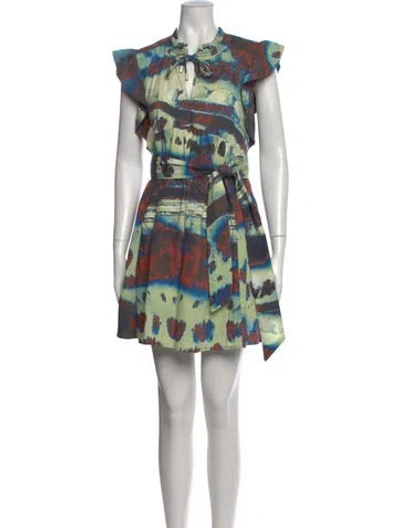 Pre-owned Chufy Tie-dye Print Mini Dress In Green