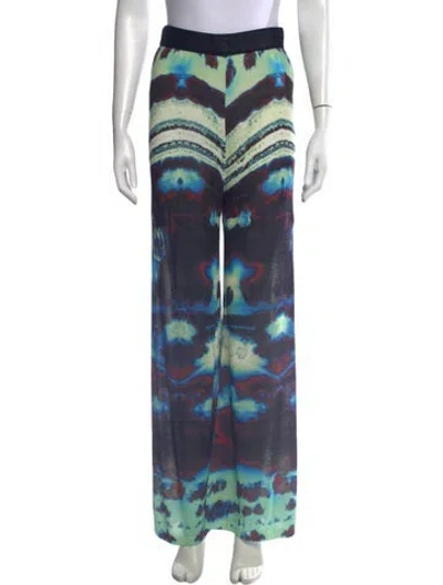 Pre-owned Chufy Tie-dye Print Wide Leg Pants In Blue/green