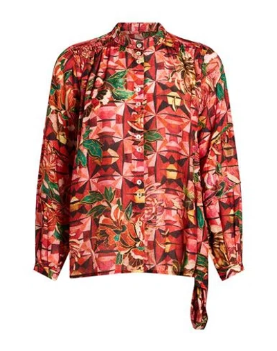 Chufy Woman Shirt Tomato Red Size S Cupro, Viscose In Multi