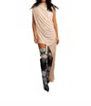 Chuks Collins Bri Asymmetrical Dress In Tan In Pink