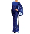Chuks Collins Diaphanous Bat Wing Dress In Blue In Blue