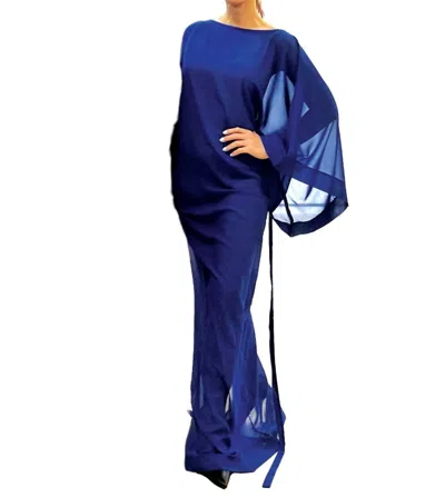 Chuks Collins Diaphanous Bat Wing Dress In Blue