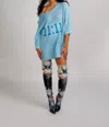 Chuks Collins Eva Knit Oversized Top In Blue In Blue