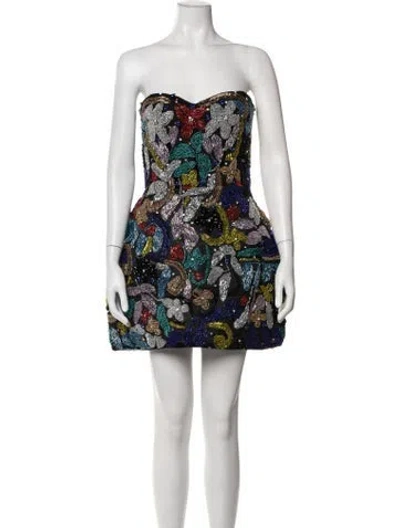 Pre-owned Chuks Collins Floral Print Mini Dress In Multicolor