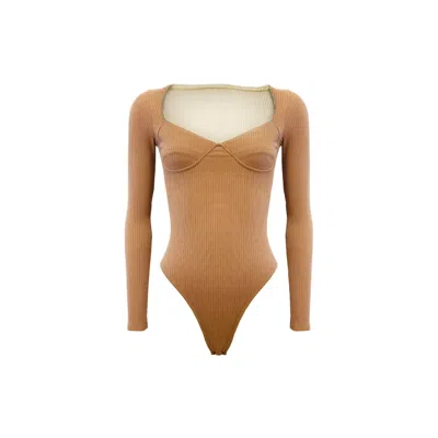 Chuks Collins Neutrals Lady Liberty Long Sleeve Leotard In Tan -  Diffusion Collection - Tasou - The
