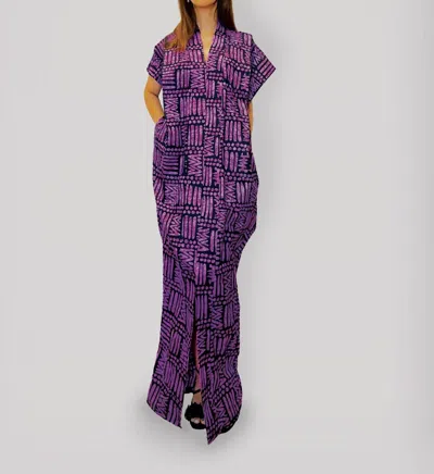 Chuks Collins Printed Long Dress In Purple