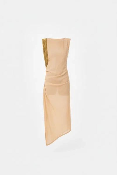 Chuks Collins The Aurelia Beaded Silk Chiffon Gown In Neutral