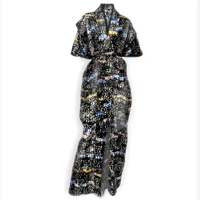 Chuks Collins Women's Ajah Collection Drop1 - Kimono-inspired Oversized Batik Maxi Dress In Black