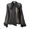 Chuks Collins Women's Black Ajah New Collection Drop2-victorian Chiffon Blouse
