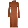 Chuks Collins Women's Brown / Yellow / Orange Burnt Orange Ribbed Sweater Dress -  Diffusion Collecti In Brown/yellow/orange
