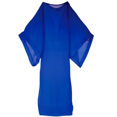 Chuks Collins Women's Diaphanous Bat Wing In Blue Dress