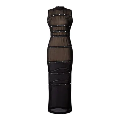 Chuks Collins Women's Ife Sleeveless Sheer Black Dress