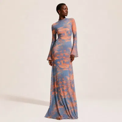 Chuks Collins Women's Orange Sunset Mesh Gown -  Sizzle Resort In Multi
