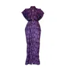 Chuks Collins Women's Pink / Purple Ajah Collection- Purple Print Long Dress