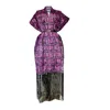 Chuks Collins Women's Pink / Purple Ajah Collection – Purple Print Fringe Midi Dress