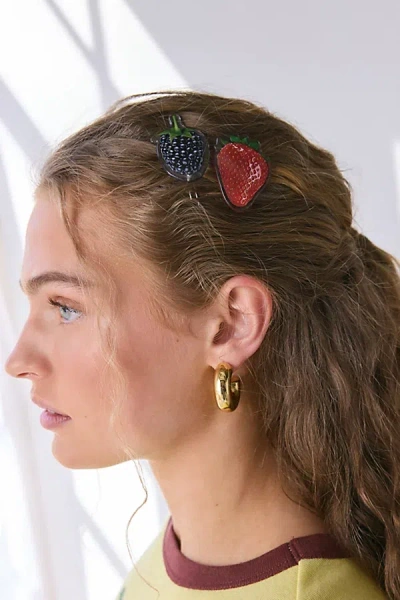 Chunks Berries Hair Clip Pack In Red Berry, Women's At Urban Outfitters