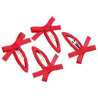 Chunks Bow Snap Hair Clips Cherry