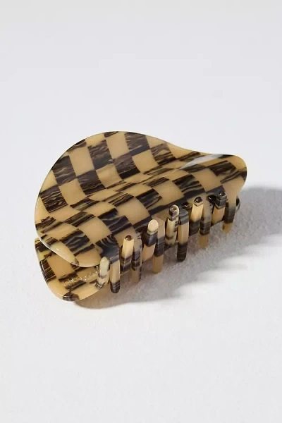 Chunks Checkered Claw Clip In Brown