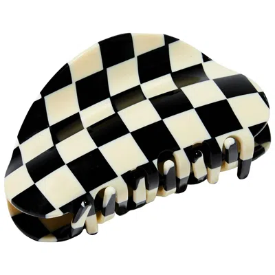Chunks Medium Checker Hair Claw Clip In Black + White Black + White