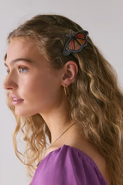Chunks Monarch Butterfly Barrette In Orange, Women's At Urban Outfitters
