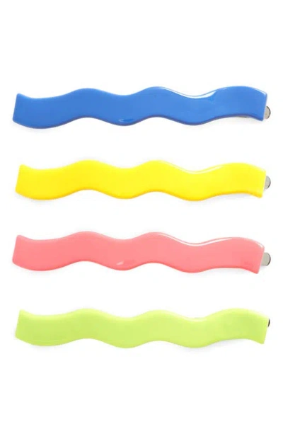 Chunks Shannons Waves Assorted 4-pack Slide Barrettes In Multi Blue