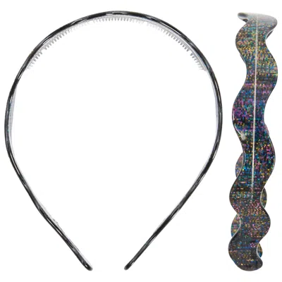 Chunks Wavy Headband In Dark Sparkle In White