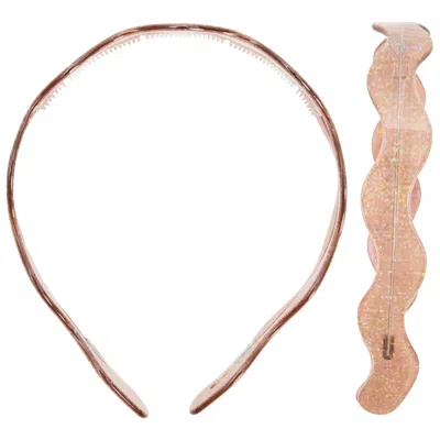 Chunks Wavy Headband In Hazel Sparkle In White